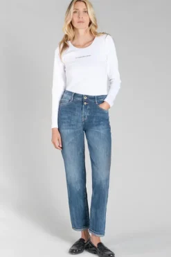 Femme Le Temps des Cerises Coupe Regular-400/18 Mom Regular Taille Haute 7/8Eme Jeans Bleu N°2