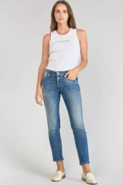 Femme Le Temps des Cerises Coupe Slim-Anil Pulp Slim Taille Haute 7/8Eme Jeans Destroy Bleu N°3