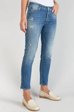 Femme Le Temps des Cerises Coupe Slim-Anil Pulp Slim Taille Haute 7/8Eme Jeans Destroy Bleu N°3