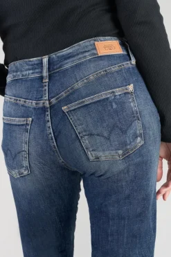 Femme Le Temps des Cerises Coupe Mom-Bambino 400/17 Mom Taille Haute 7/8Eme Jeans Destroy Bleu N°2