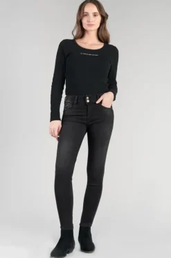 Femme Le Temps des Cerises Coupe Slim-Bari Ultra Pulp Slim Taille Haute 7/8Eme Jeans Noir N°1