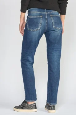 Femme Le Temps des Cerises Coupe Regular-Basic 400/17 Mom Taille Haute 7/8Eme Jeans Destroy Bleu N°2