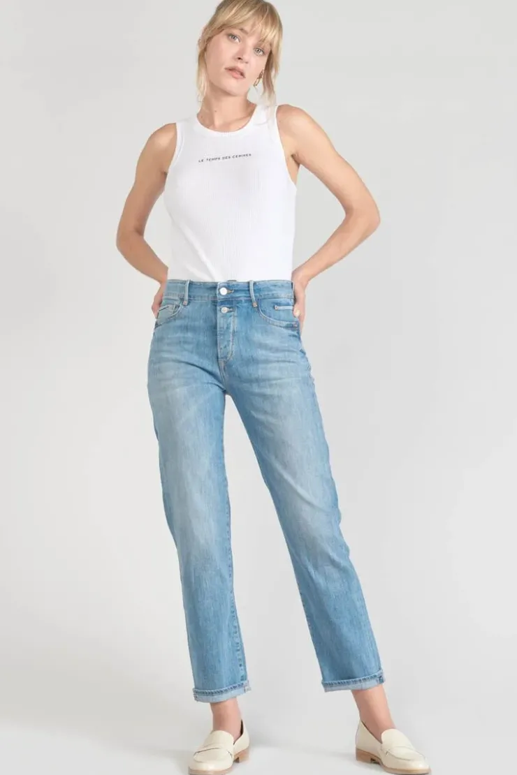 Femme Le Temps des Cerises Coupe Regular-Basic 400/18 Mom Taille Haute 7/8Eme Jeans Bleu N°4