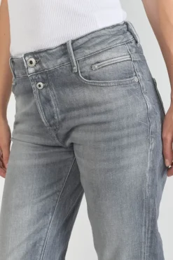 Femme Le Temps des Cerises Coupe Regular-Basic 400/18 Mom Taille Haute 7/8Eme Jeans Gris N°3