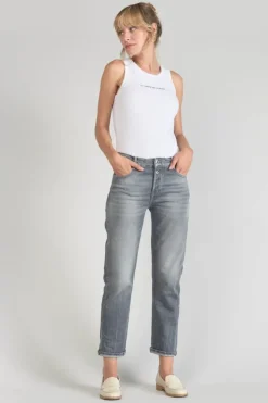 Femme Le Temps des Cerises Coupe Regular-Basic 400/18 Mom Taille Haute 7/8Eme Jeans Gris N°3