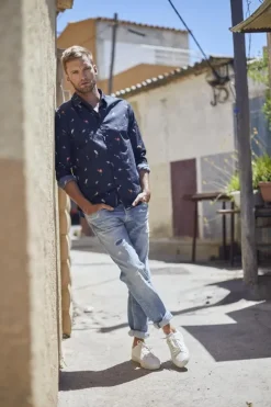 Homme Le Temps des Cerises Coupe Regular Confort-Basic 700/17 Relax Jeans Destroy Bleu N°5