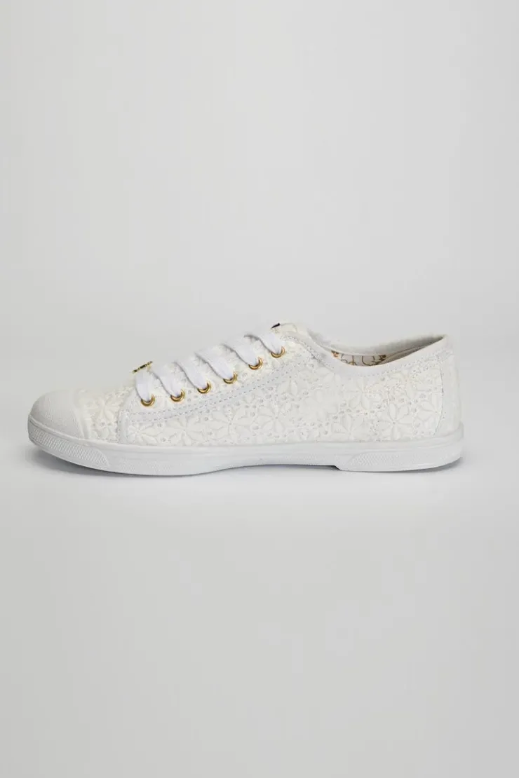 Femme Le Temps des Cerises Chaussures-Baskets Basic A Dentelle Blanche