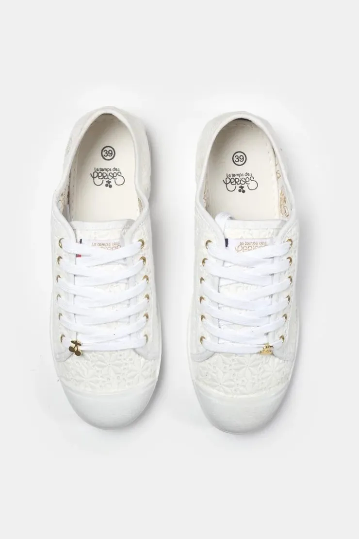 Femme Le Temps des Cerises Chaussures-Baskets Basic A Dentelle Blanche