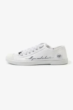 Femme Le Temps des Cerises Chaussures-Baskets Basic Blanches Brodees