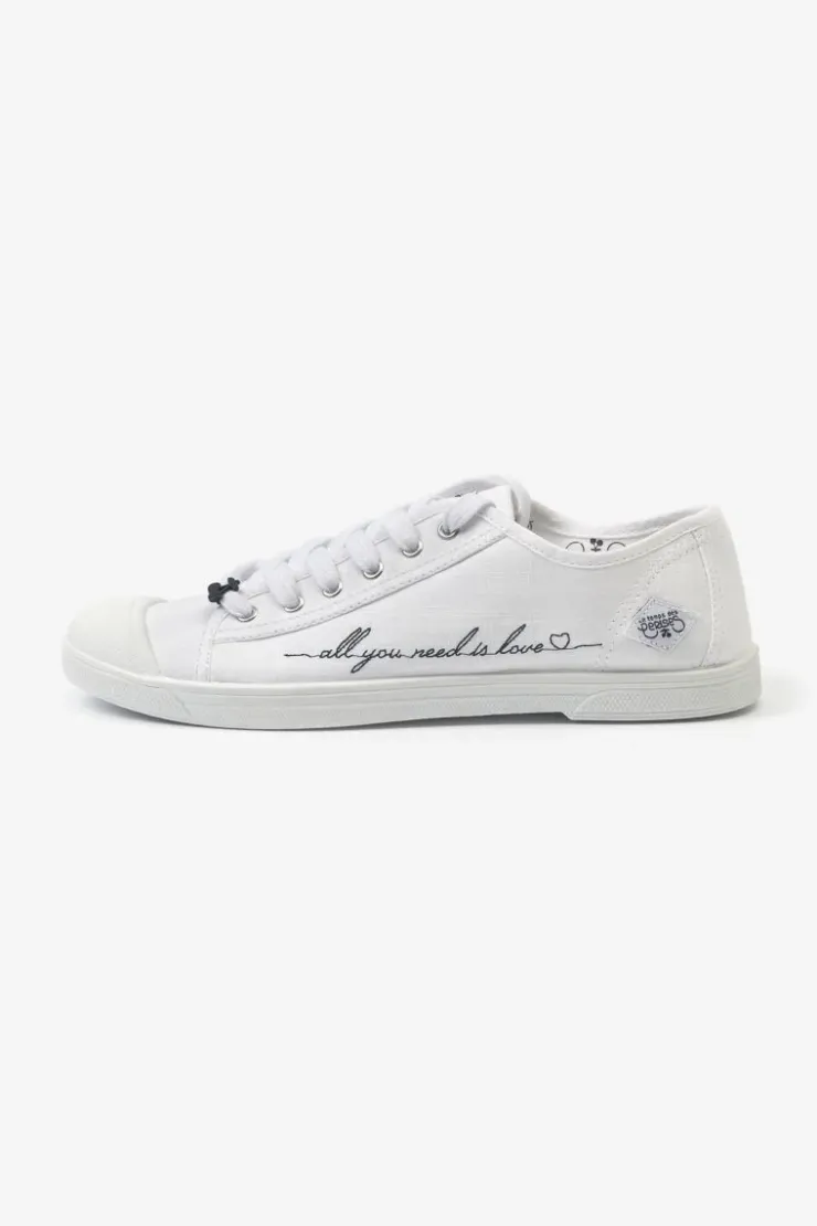 Femme Le Temps des Cerises Chaussures-Baskets Basic Blanches Brodees