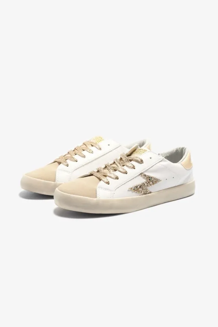 Femme Le Temps des Cerises Chaussures-Baskets Soho Blanches A Paillettes Dorees