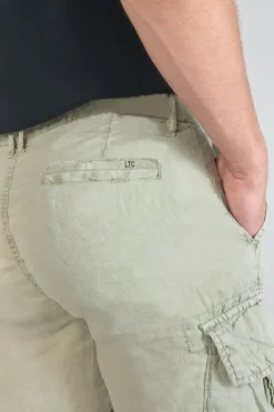 Homme Le Temps des Cerises Shorts & Bermudas-Bermuda En Lin Rocca Vert Amande