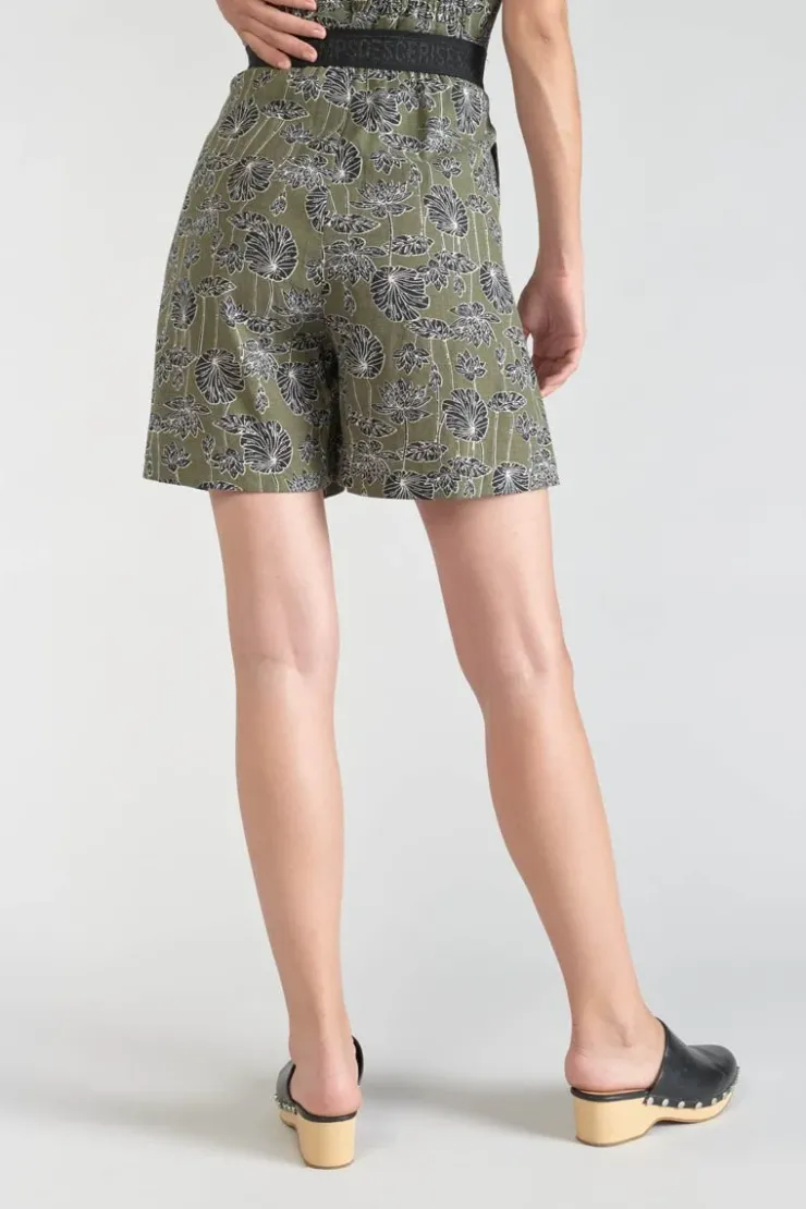 Femme Le Temps des Cerises Shorts & Jupes-Bermuda Fost Kaki A Motif Fleuri
