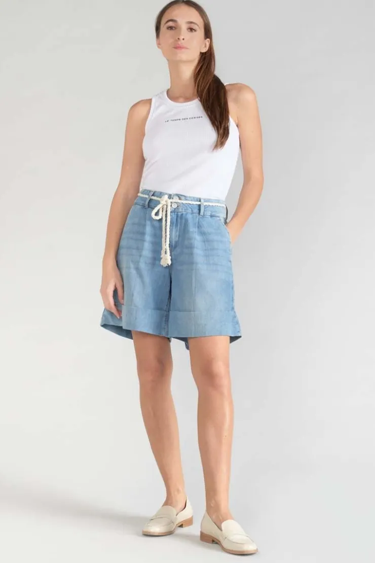 Femme Le Temps des Cerises Jupes & Shorts-Bermuda Hellia En Jeans Bleu Clair