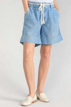 Femme Le Temps des Cerises Jupes & Shorts-Bermuda Hellia En Jeans Bleu Clair
