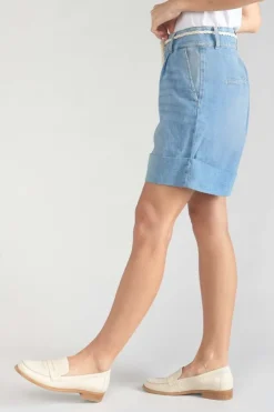 Femme Le Temps des Cerises Jupes & Shorts-Bermuda Hellia En Jeans Bleu Clair