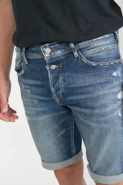 Homme Le Temps des Cerises Bermudas-Bermuda Laredo En Jeans Bleu Fonce Destroy