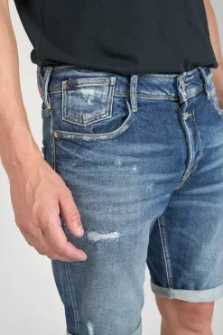 Homme Le Temps des Cerises Bermudas-Bermuda Laredo En Jeans Bleu Fonce Destroy