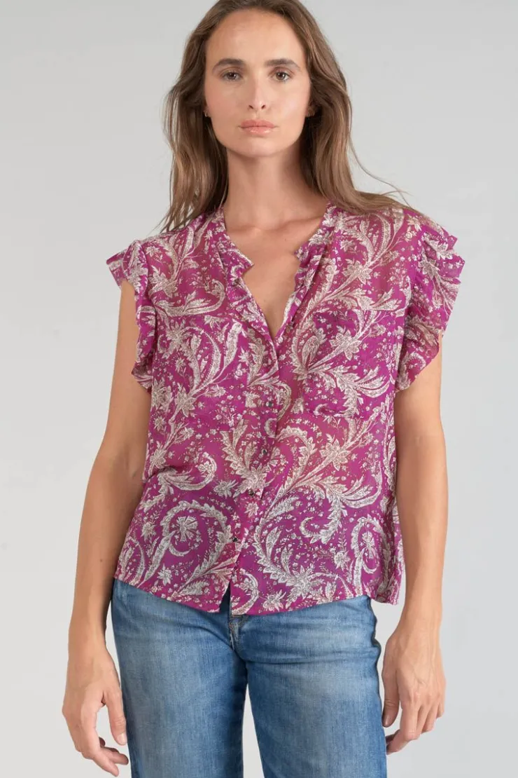 Femme Le Temps des Cerises Tops-Blouse Suri Violine A Motif Cachemire