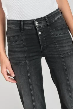 Femme Le Temps des Cerises Taille Haute-Bran Pulp Flare Taille Haute Jeans Noir N°1