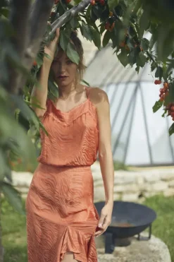 Femme Le Temps des Cerises Tops-Caraco Ayek En Jacquard Orange Corail