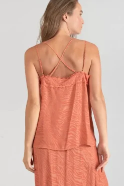 Femme Le Temps des Cerises Tops-Caraco Ayek En Jacquard Orange Corail