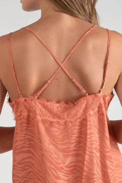 Femme Le Temps des Cerises Tops-Caraco Ayek En Jacquard Orange Corail