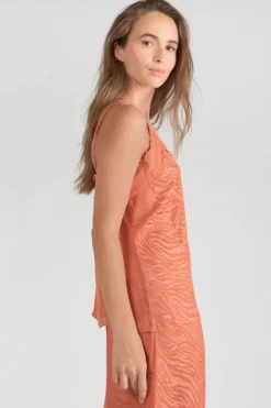 Femme Le Temps des Cerises Tops-Caraco Ayek En Jacquard Orange Corail