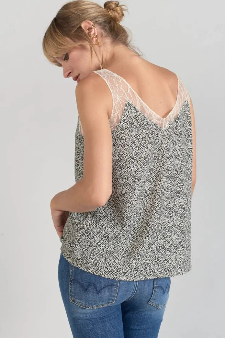 Femme Le Temps des Cerises Tops-Caraco Lucine A Motif Et Noir