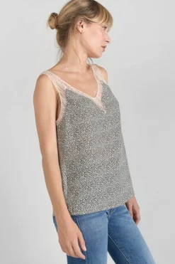 Femme Le Temps des Cerises Tops-Caraco Lucine A Motif Et Noir