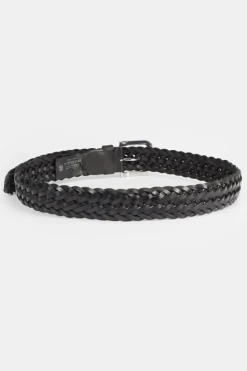Homme Le Temps des Cerises Ceintures-Ceinture Brazol En Cuir Noir Tresse