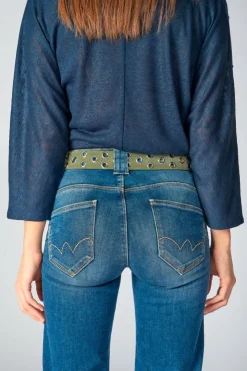 Femme Le Temps des Cerises Ceintures-Ceinture Minog En Daim Kaki