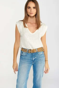 Femme Le Temps des Cerises Ceintures-Ceinture Minog En Daim Marron