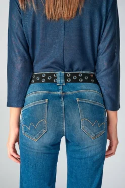 Femme Le Temps des Cerises Ceintures-Ceinture Minog En Daim Noir