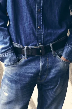 Homme Le Temps des Cerises Ceintures-Ceinture Ostra En Cuir Noir