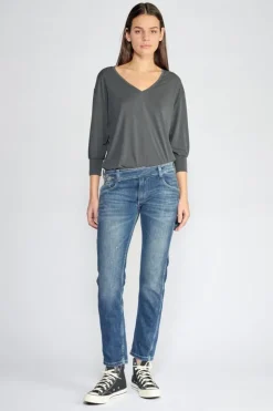 Femme Le Temps des Cerises Coupe Boyfit-Chara 200/43 Boyfit Jeans Destroy Bleu N°4