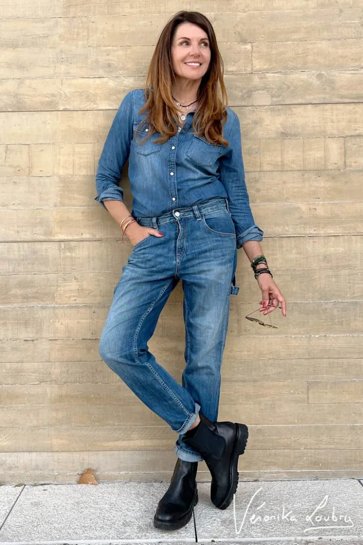 Femme Le Temps des Cerises Coupe Boyfit-Charpentier Boyfit By Veronika Loubry Jeans Bleu N°2