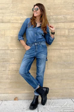 Femme Le Temps des Cerises Coupe Boyfit-Charpentier Boyfit By Veronika Loubry Jeans Bleu N°2