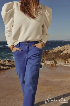 Femme Le Temps des Cerises Coupe Boyfit-Charpentier Boyfit By Veronika Loubry Jeans Bleu