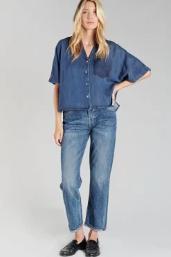 Femme Le Temps des Cerises Chemises-Chemise Alama En Tencel Bleu