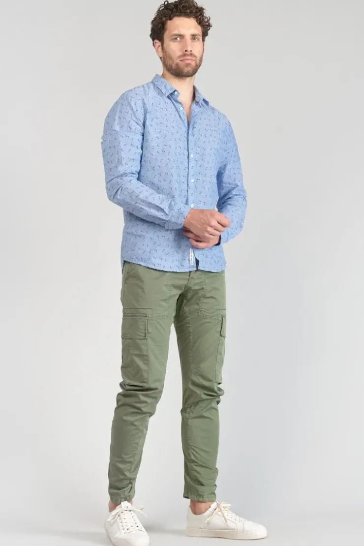 Homme Le Temps des Cerises Chemises-Chemise Arpe En Lin Melange Bleu Ciel