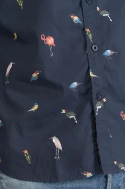 Homme Le Temps des Cerises Chemises-Chemise Birdy A Motif Oiseaux