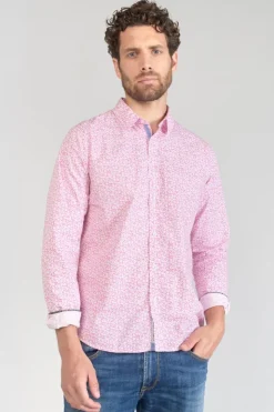 Homme Le Temps des Cerises Chemises-Chemise Brotel Rose A Motif Fleuri