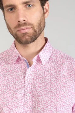 Homme Le Temps des Cerises Chemises-Chemise Brotel Rose A Motif Fleuri