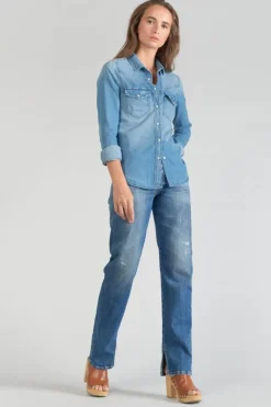 Femme Le Temps des Cerises Chemises Et Vestes-Chemise En Jeans Juanita Bleu Clair