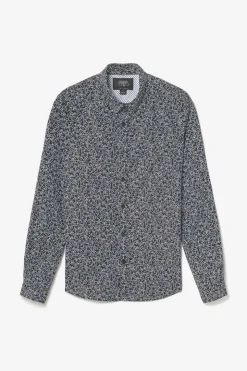 Homme Le Temps des Cerises Chemises-Chemise Fibor A Motif Fleuri Noir Et Blanc