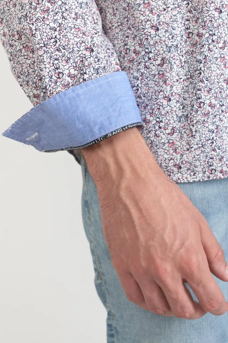 Homme Le Temps des Cerises Chemises-Chemise Flam A Motif Fleuri Rose