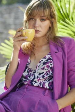 Femme Le Temps des Cerises Chemises-Chemise Gabryel A Motif Jungle Violine