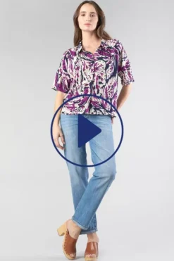 Femme Le Temps des Cerises Chemises-Chemise Gabryel A Motif Jungle Violine