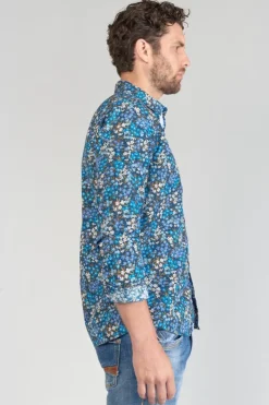 Homme Le Temps des Cerises Chemises-Chemise Griba A Motif Fleuri Bleu